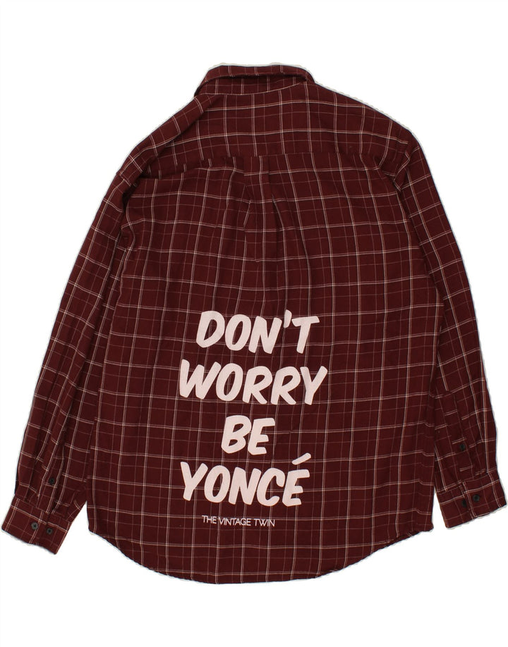 DOCKERS Mens Graphic Shirt Large Maroon Check Polyester Vintage Dockers and Second-Hand Dockers from Messina Hembry 