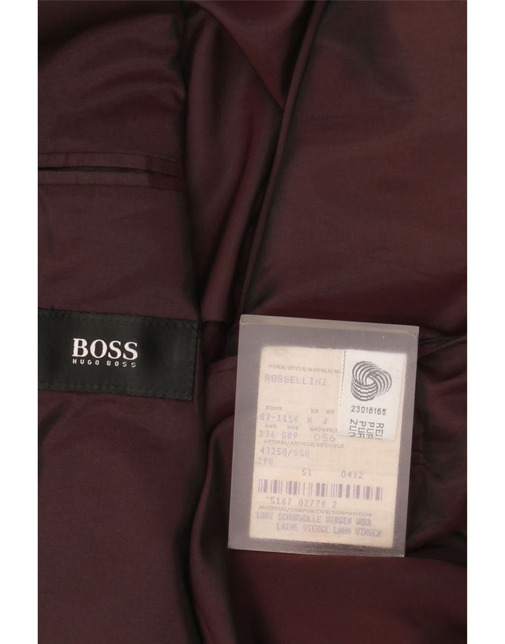 Hugo Boss Herren-Blazer mit 3 Knöpfen, EU 51, großes braunes Fischgrätenmuster