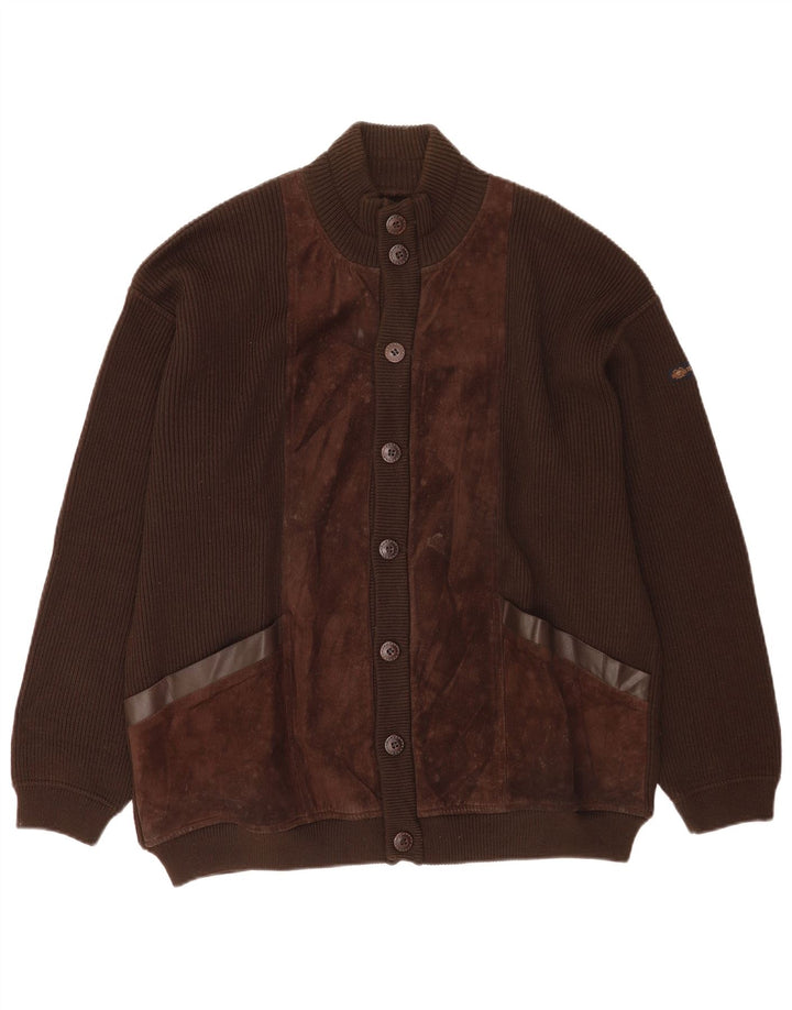 Il Granchio Herren-Strickjacke XL aus brauner Wolle