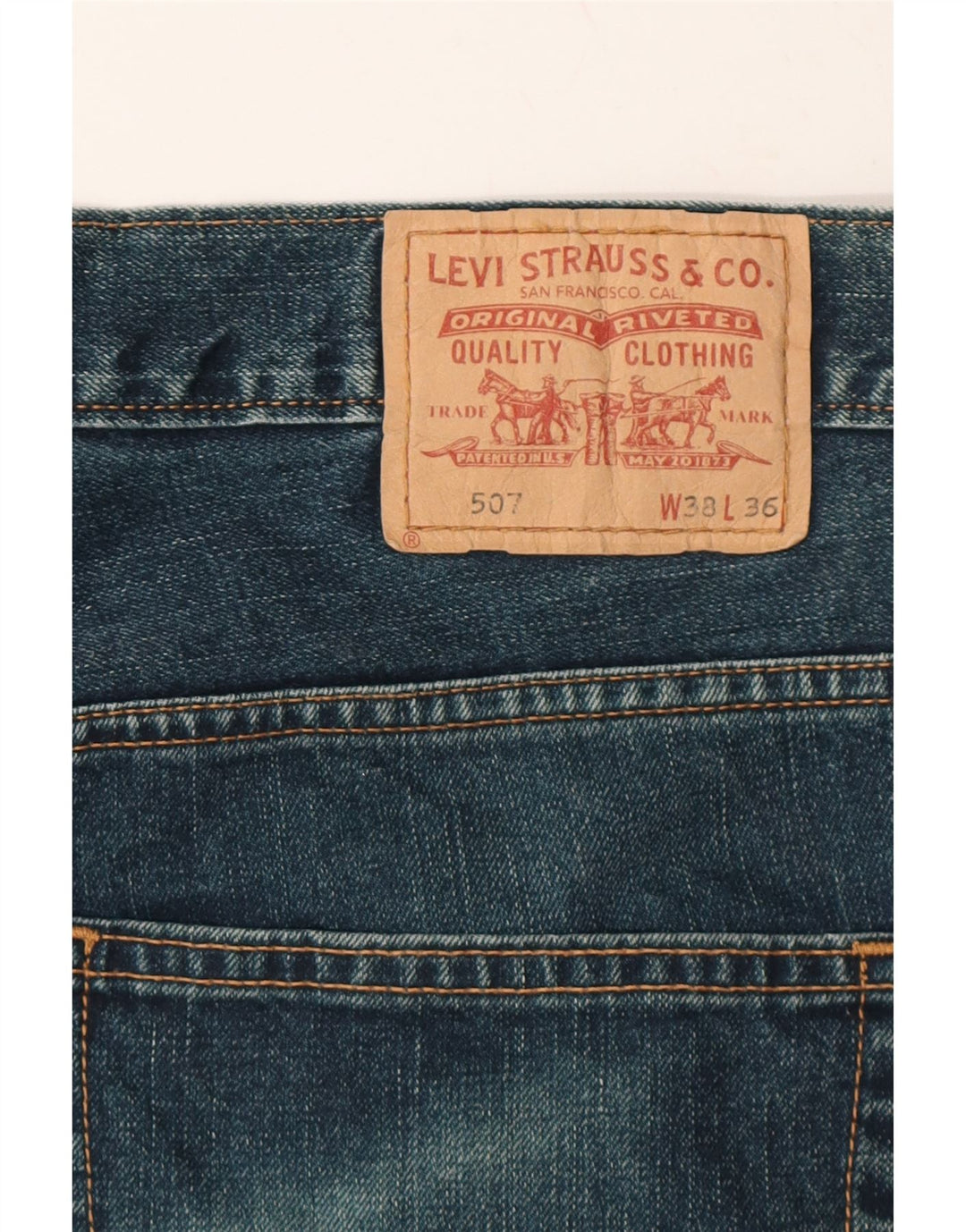 LEVI'S Mens 507 Cropped Jeans W38 L26 Navy Blue Vintage Levi's and Second-Hand Levi's from Messina Hembry 
