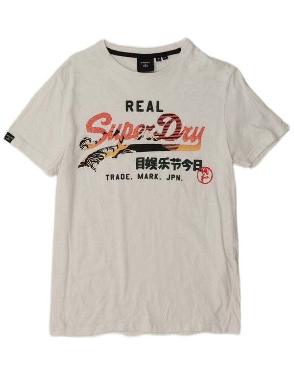 Superdry Herren Grafik-T-Shirt-Oberteil aus mittelweißer Baumwolle