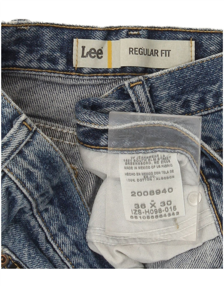 LEE Herren Distressed Straight Jeans W36 L30 Blaue Baumwolle