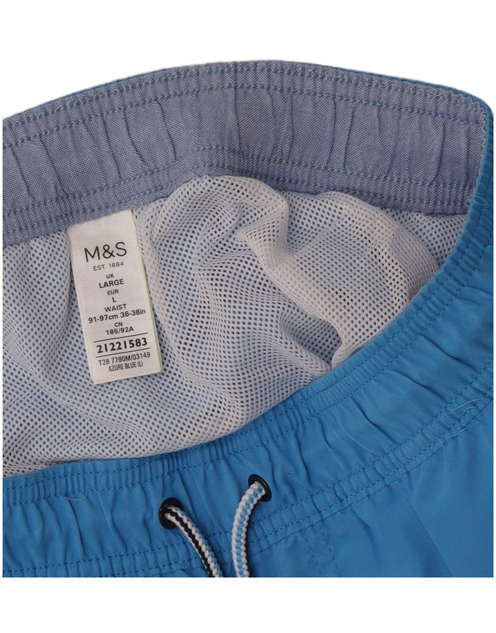 Marks & Spencer Herren-Badeshorts, normal, Größe L, Blau, Polyester