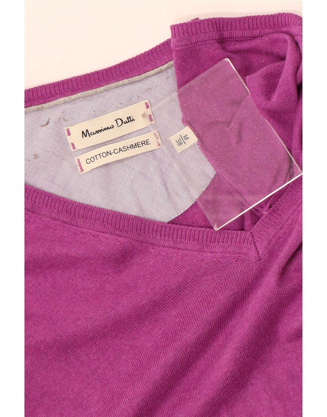 Massimo Dutti Herren-Pullover mit V-Ausschnitt aus mittelvioletter Baumwolle