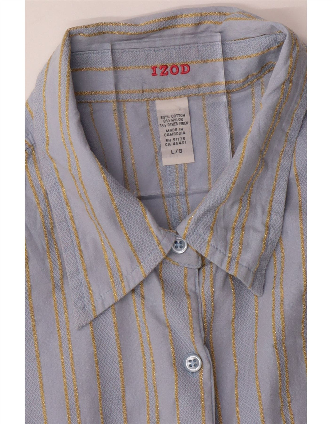 IZOD Womens Shirt UK 16 Large Blue Striped Cotton Vintage Izod and Second-Hand Izod from Messina Hembry 