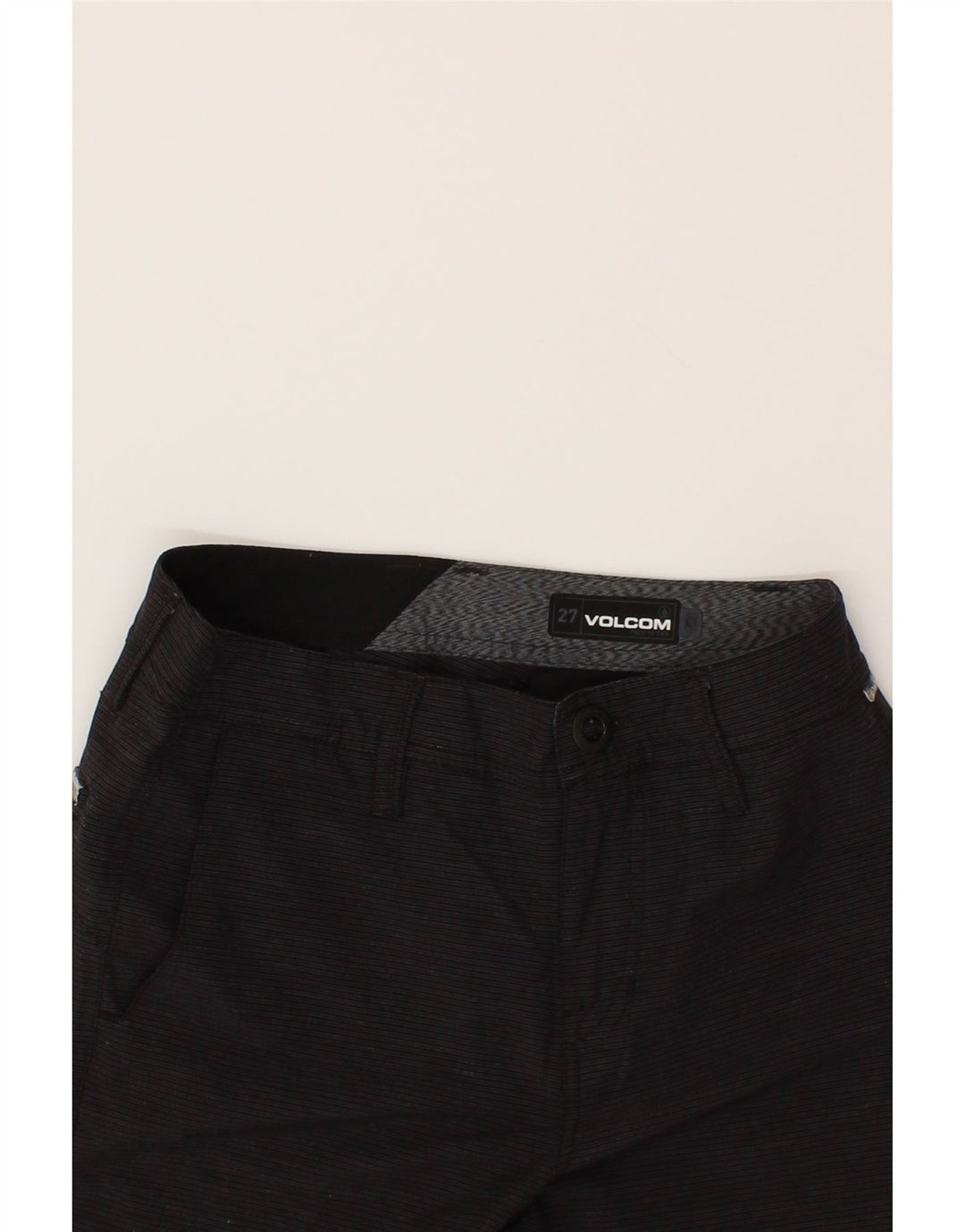 VOLCOM Womens Chino Shorts W27 Small Black Striped Vintage Volcom and Second-Hand Volcom from Messina Hembry 