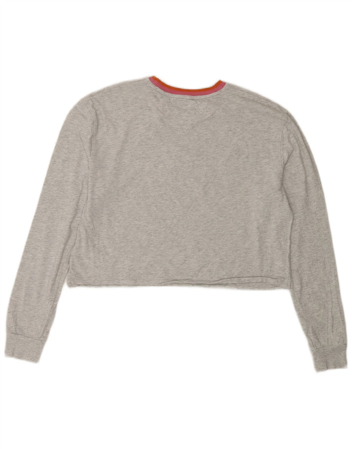 Tommy Hilfiger Damen Übergroßes Crop Top Langarm UK 10 Small Grau