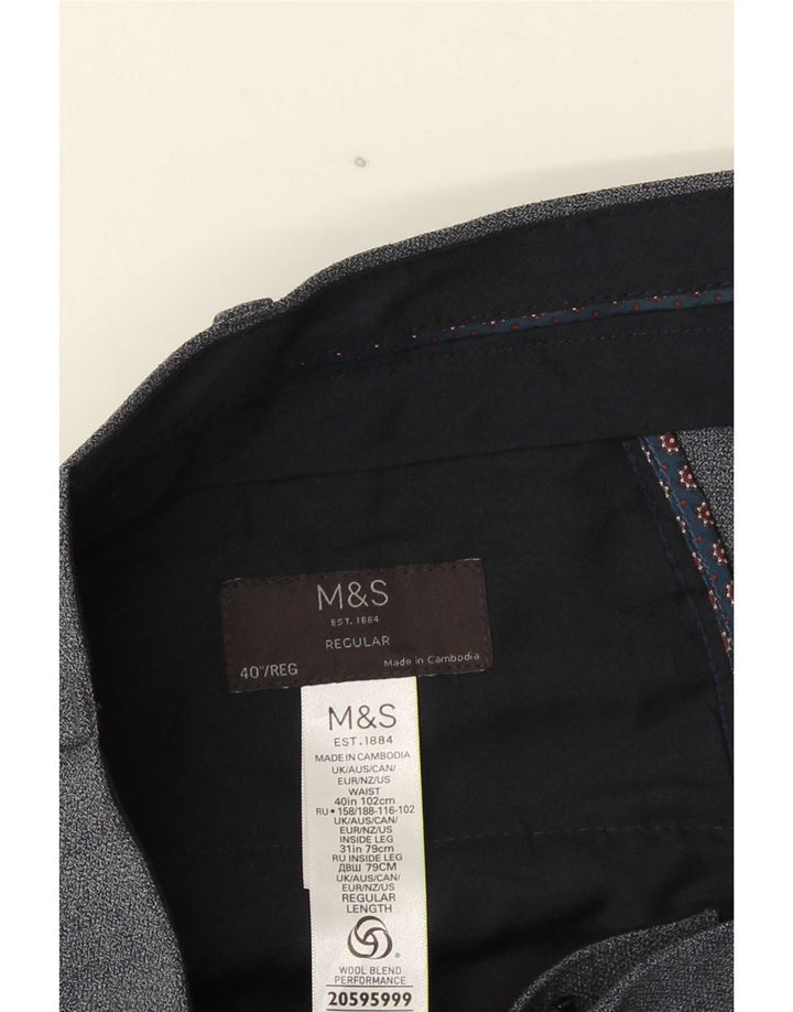 Marks & Spencer Herren-Anzughose, normal, W40, L31, Blau, Polyester
