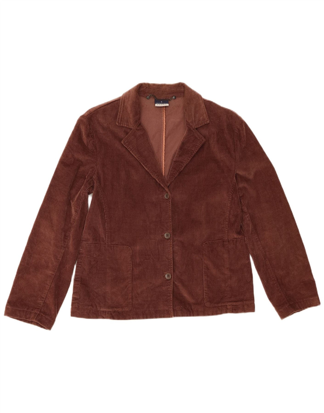 Trussardi Damen Cord-Blazerjacke mit 3 Knöpfen, IT 46, große braune Baumwolle