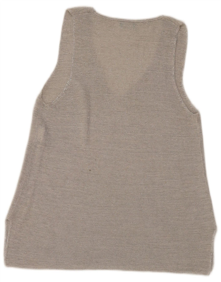 Benetton Damen-Trägershirt, UK-Größe 44, Größe L, graue Baumwolle