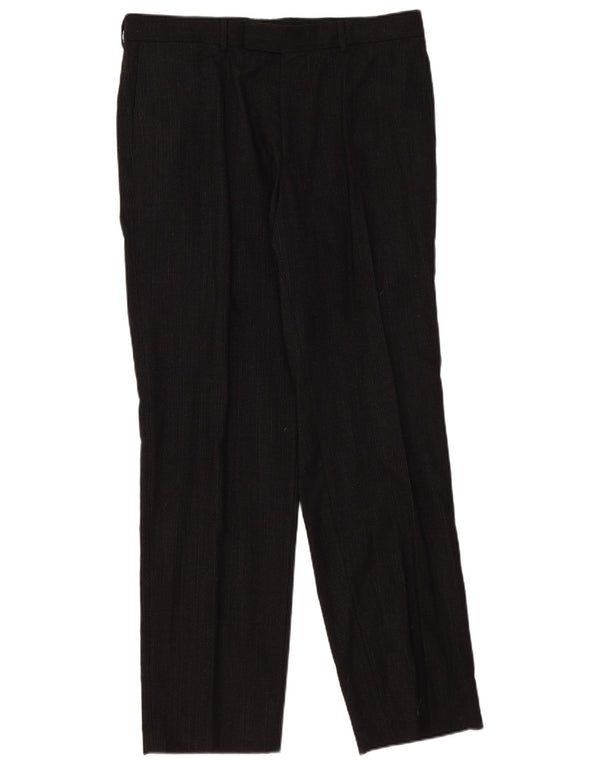 Hugo Boss Herren-Anzughose mit Stecknadeln, EU 54, 2XL, W36, L34, schwarze Nadelstreifenwolle