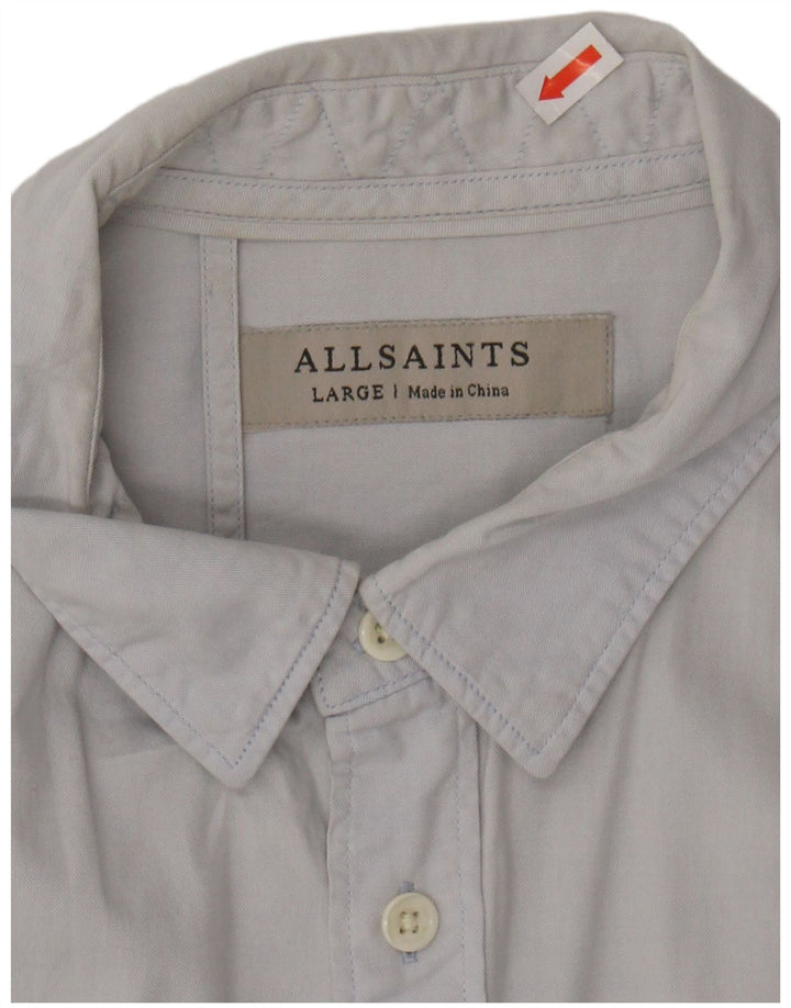 ALL SAINTS Mens Short Sleeve Shirt Large Blue Cotton