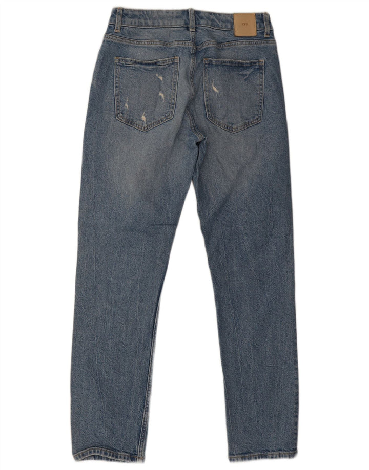 Zara Damen Distressed Slim Jeans EU 36 XS W26 L28 Blau