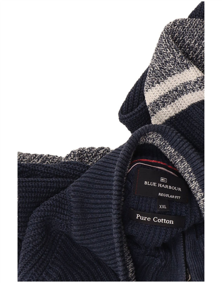Marks & Spencer Herren-Pullover mit Knopfkragen, 2XL, Marineblau, Farbblock