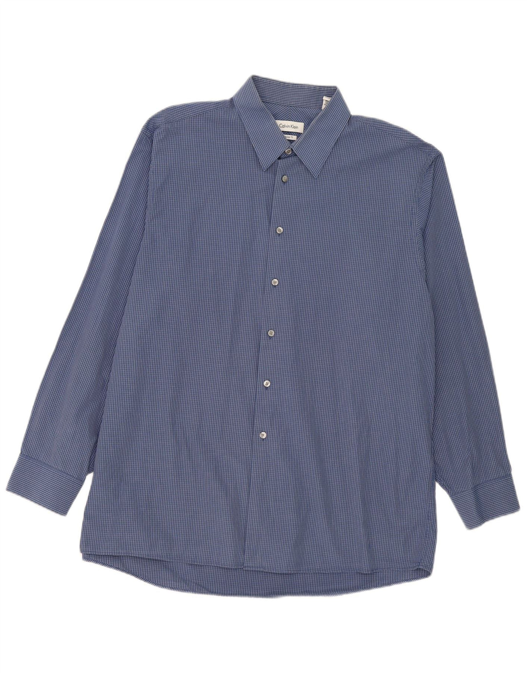 Calvin Klein Herren-Hemd mit normaler Passform, Größe 17, XL, marineblau, Gingham-Baumwolle