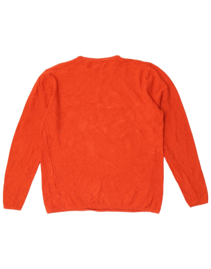 Zara Herren-Pullover mit Rundhalsausschnitt, klein, orange Viskose