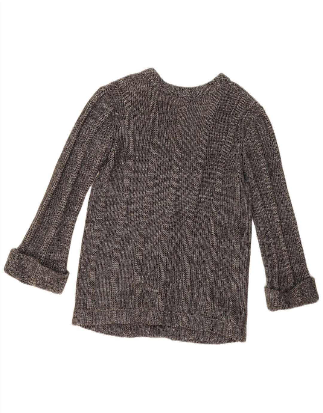 Vintage Damen Cardigan Pullover UK 14 Groß Grau gestreift