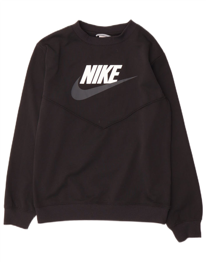 Nike Jungen-Sweatshirt mit Grafik, 12–13 Jahre, groß, schwarzes Polyester