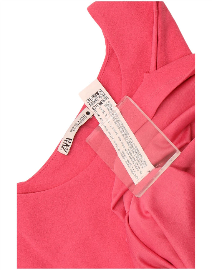 Zara Damen Ärmelloses Etuikleid UK 12 Mittelrosa Polyester