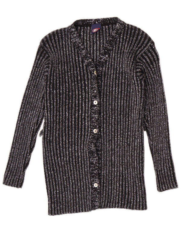 Vintage Mädchen-Strickjacke, 10–11 Jahre, schwarz gestreift, Baumwolle