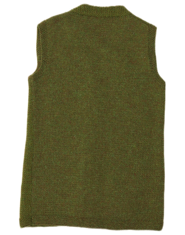 Vintage Damen Longline Ärmelloser Cardigan Pullover UK 14 Mittelgrün