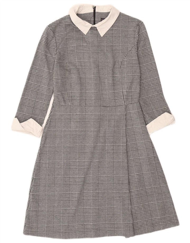 Marks & Spencer Damen-A-Linien-Kleid, Größe S, Schwarz, Hahnentrittmuster