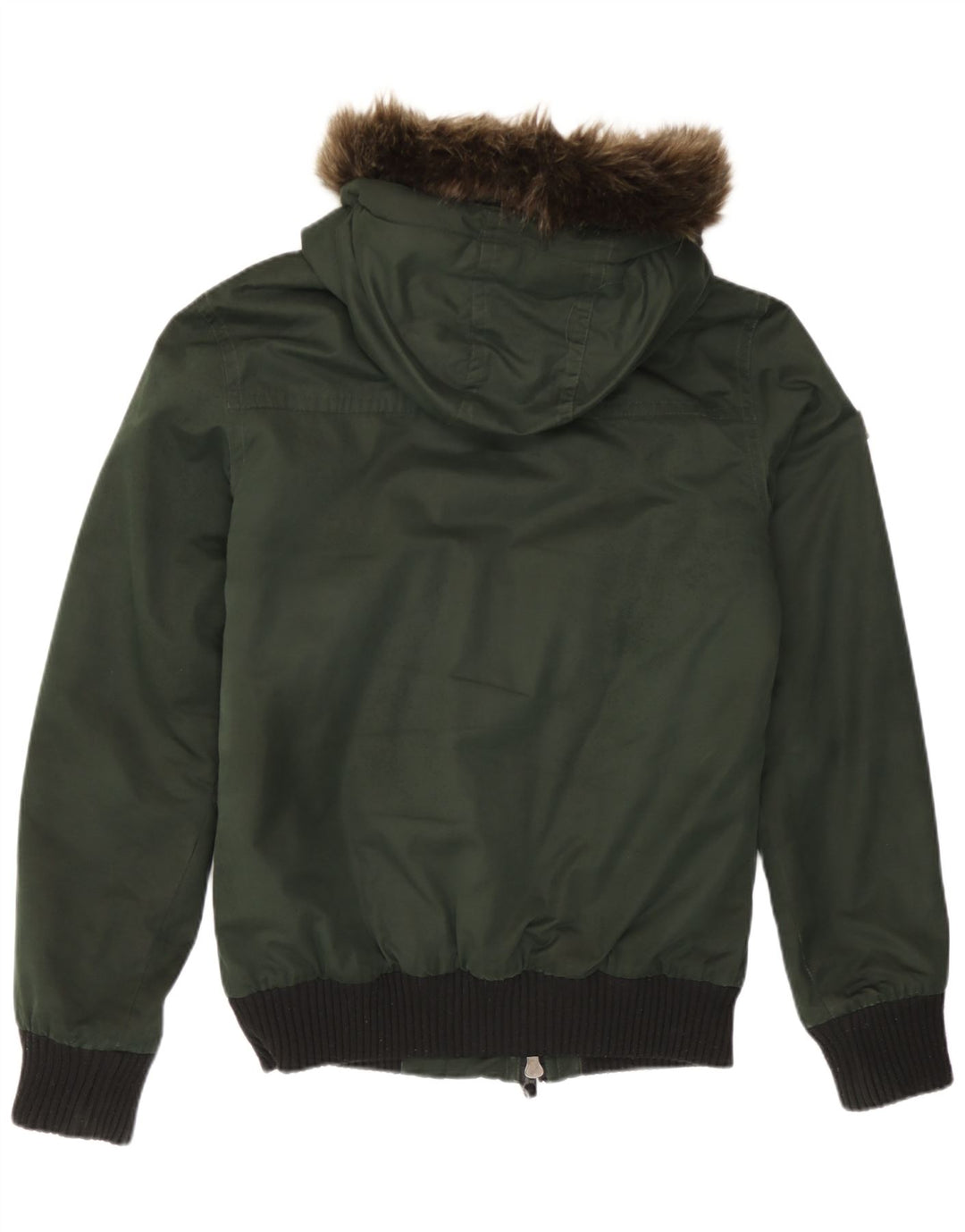Superdry Herren-Bomberjacke mit Kapuze, UK 36, Größe S, grünes Farbblock-Polyester