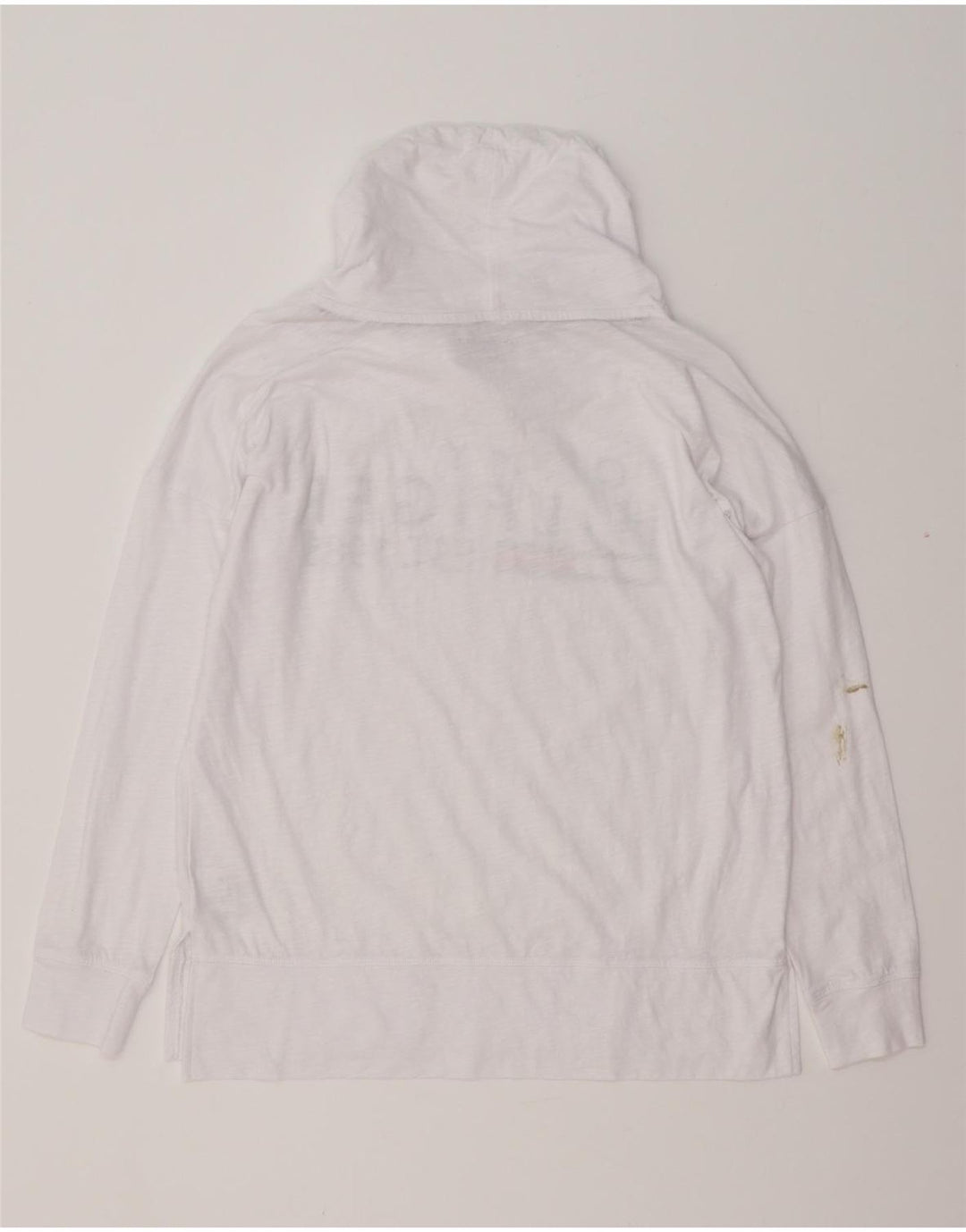 TOMMY HILFIGER Damen Übergroßes Grafik-Top Langarm UK 10 Small Weiß