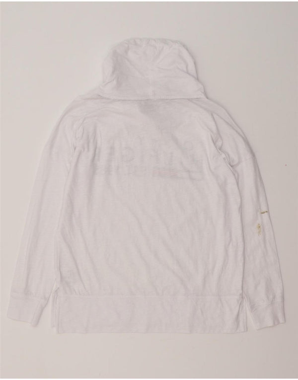 TOMMY HILFIGER Damen Übergroßes Grafik-Top Langarm UK 10 Small Weiß