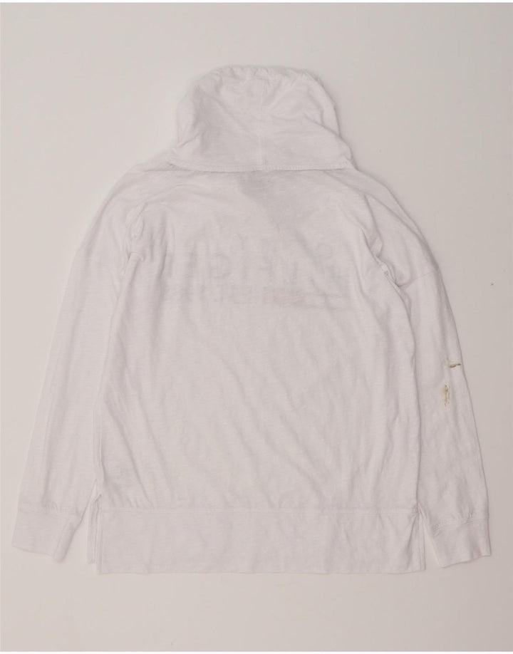 TOMMY HILFIGER Damen Übergroßes Grafik-Top Langarm UK 10 Small Weiß