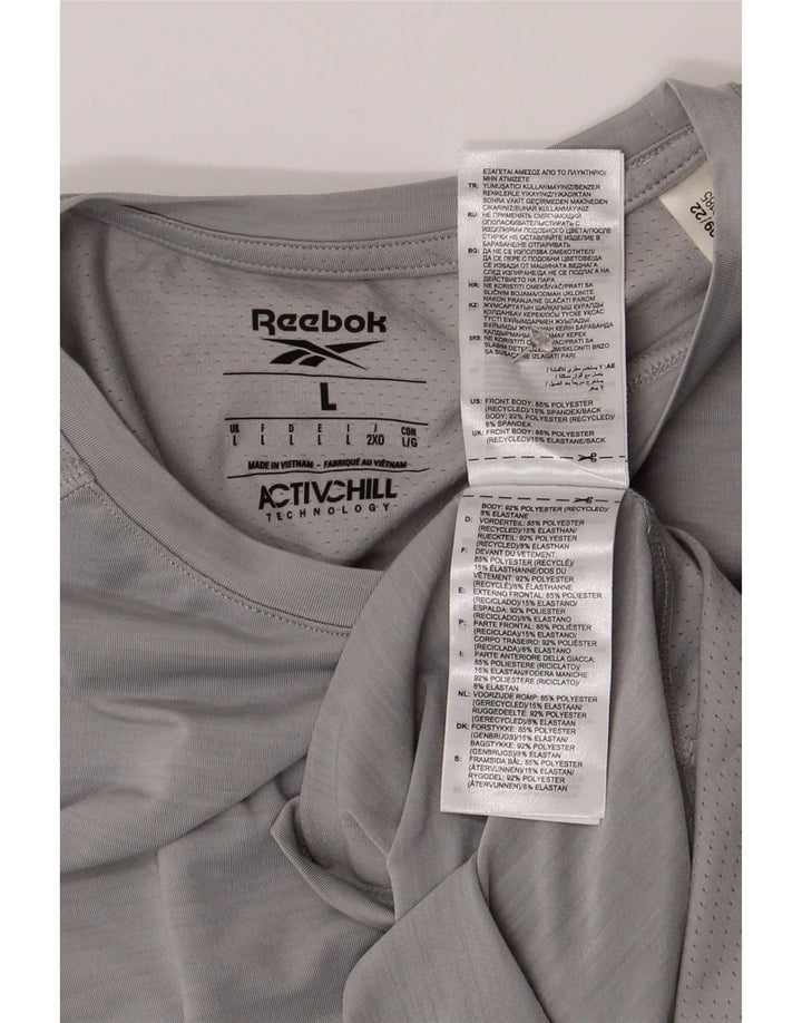 Reebok Herren T-Shirt Top Large Grau Polyester