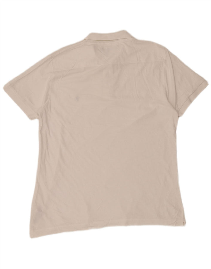 French Connection Herren-Poloshirt, groß, cremefarbene Baumwolle