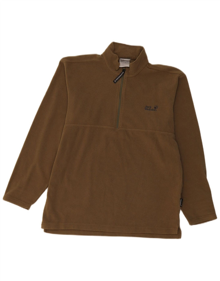JACK WOLFSKIN Herren-Fleecepullover mit Reißverschluss am Hals, UK 40/42, großes Khaki-Polyester