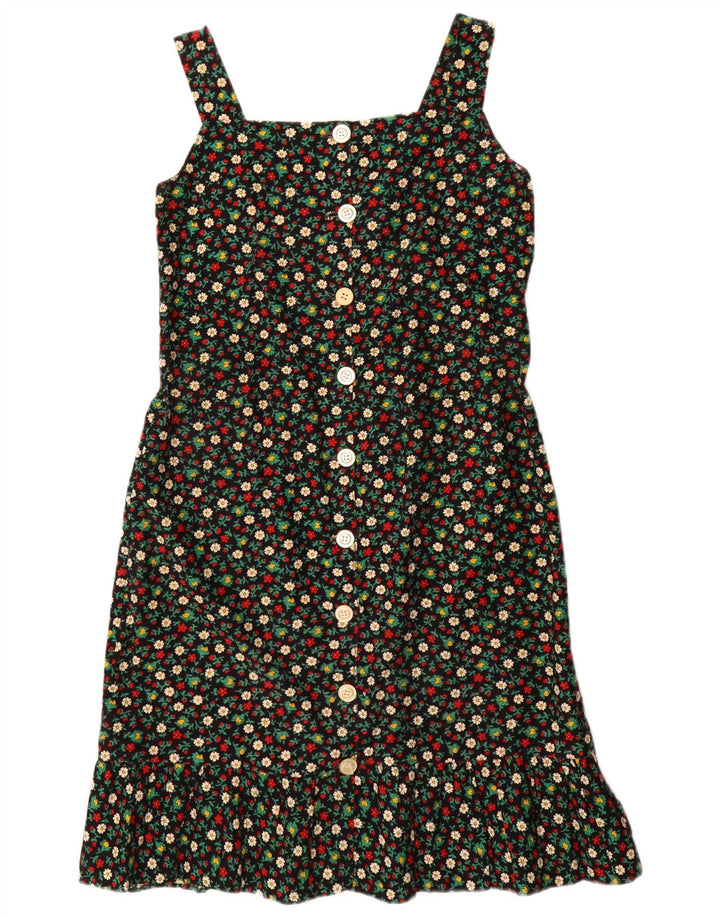 VINTAGE Damen Sommerkleid UK 12 Medium Mehrfarbig geblümt