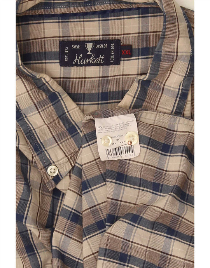 Vintage Herrenhemd 2XL braun kariert Baumwolle