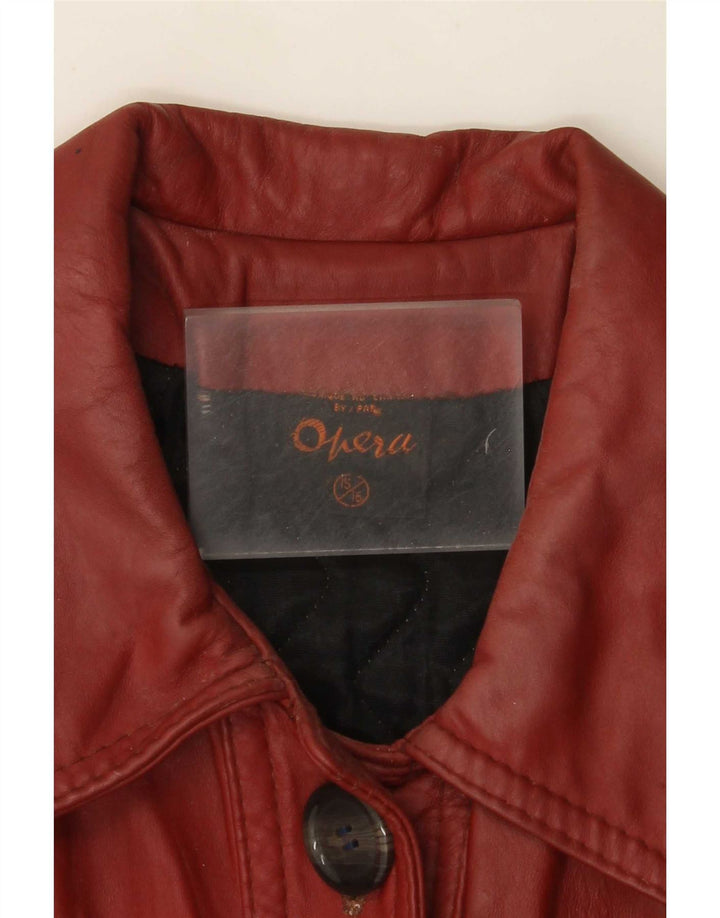 Opera Damen Ledermantel UK 10 Small Burgundy Classic