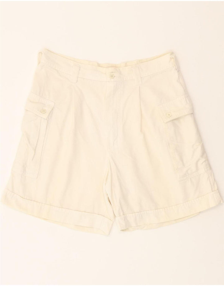 VINTAGE Womens Cargo Shorts Large W30  Off White Cotton Vintage Vintage and Second-Hand Vintage from Messina Hembry 