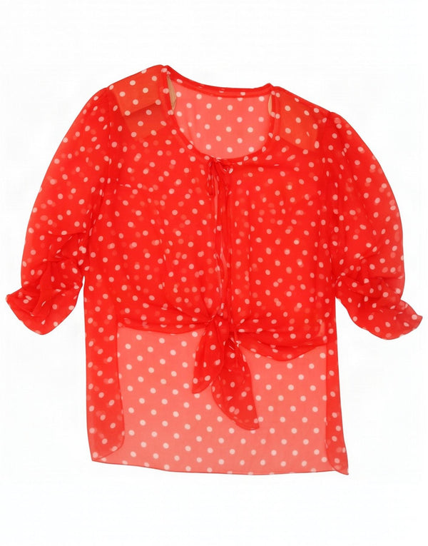 Vintage Womens 3/4 Sleeve Cardigan Top IT 46 Large Red Polka Dot