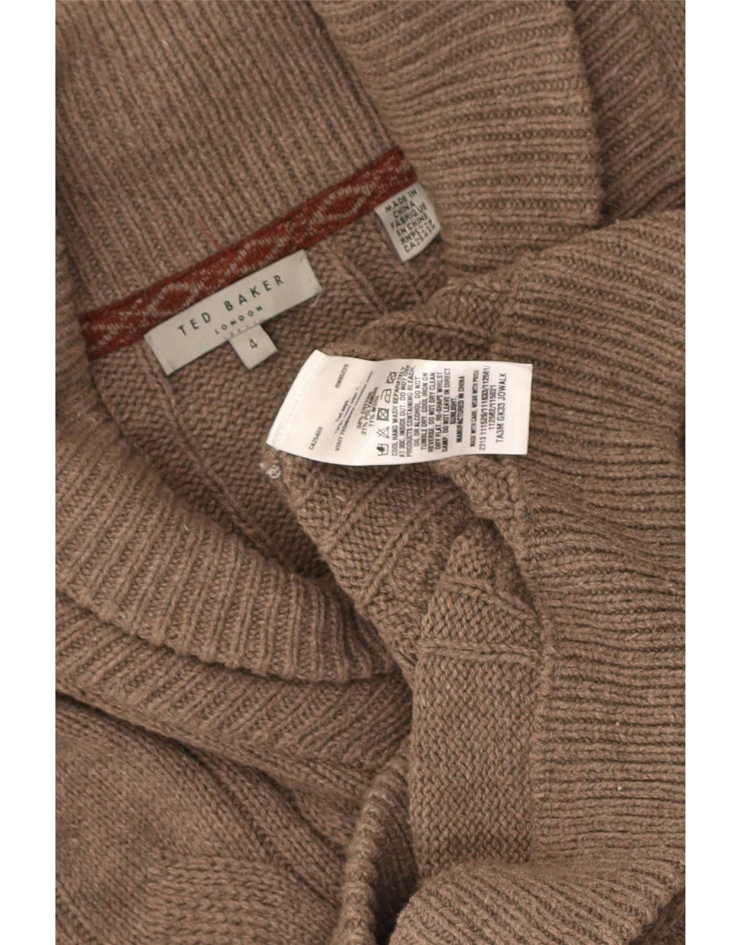 Ted Baker Herren-Strickjacke, Größe 4, groß, braune Baumwolle