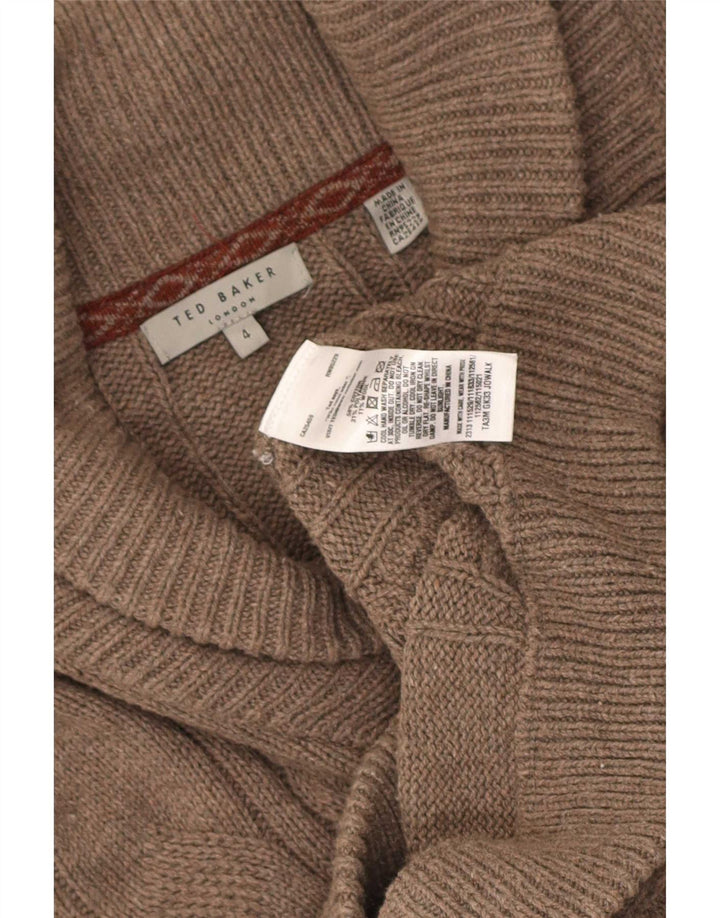 Ted Baker Herren-Strickjacke, Größe 4, groß, braune Baumwolle