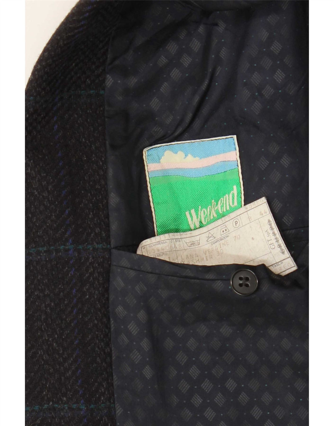 Weekend Herren-Blazer mit 2 Knöpfen, IT 48, mittelschwarz kariert, Schurwolle