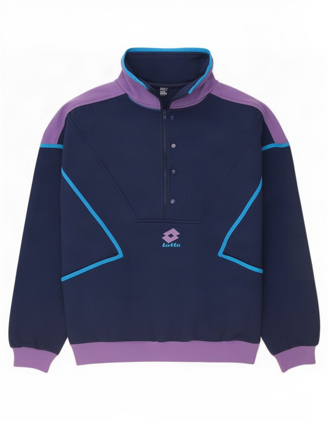 Lotto Herren-Sweatshirt mit Reißverschluss am Hals, großes marineblaues Farbblock-Polyester