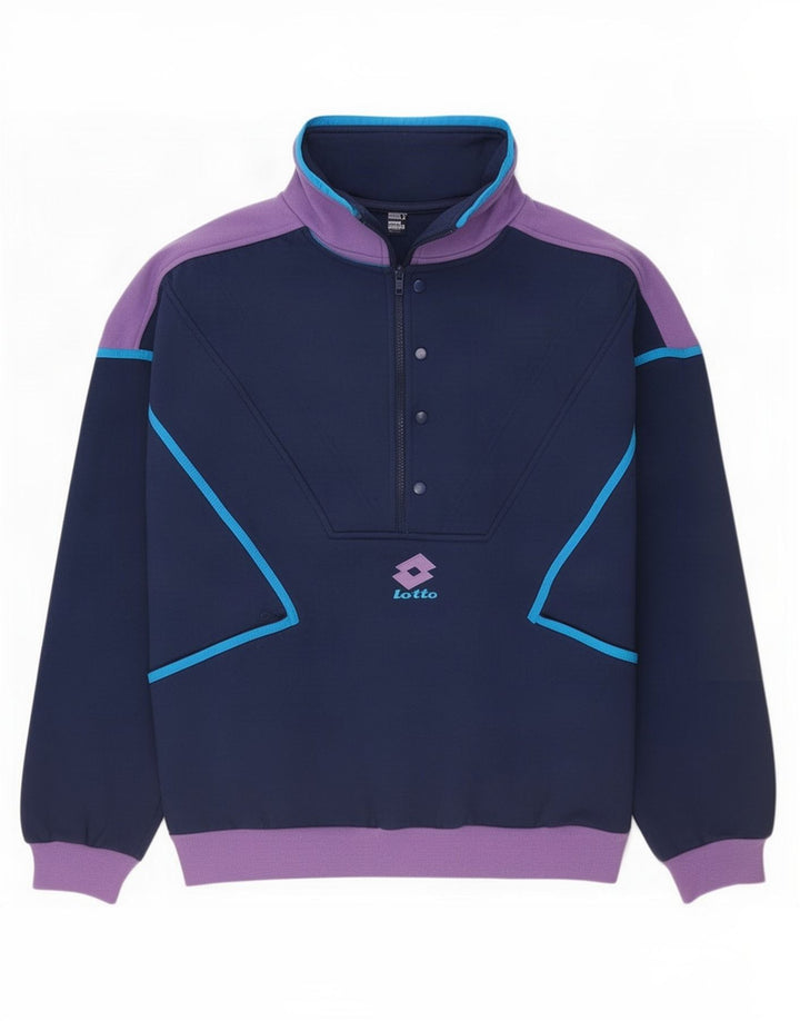 Lotto Herren-Sweatshirt mit Reißverschluss am Hals, großes marineblaues Farbblock-Polyester