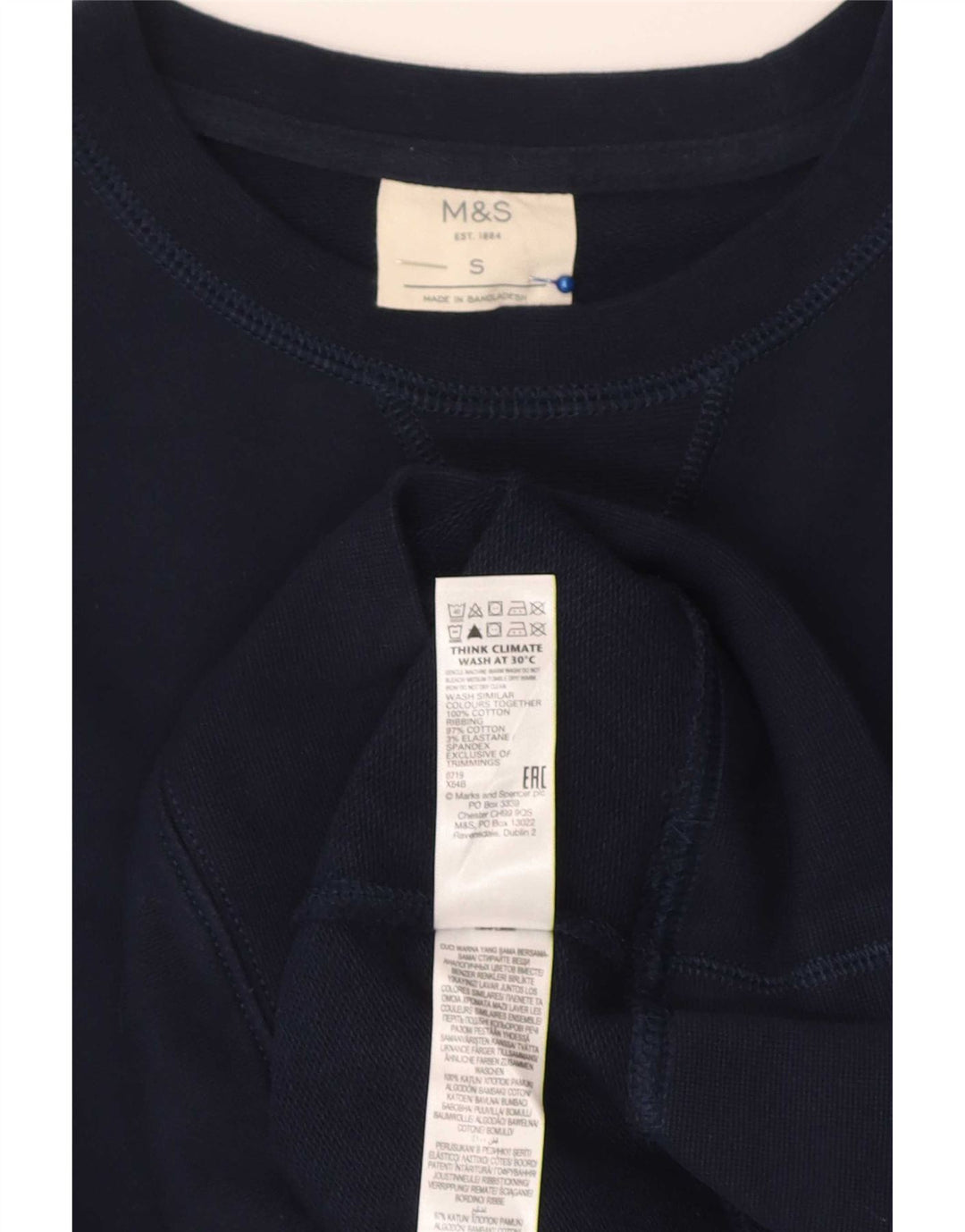 Marks & Spencer Herren-Sweatshirt, Pullover, Größe S, marineblau, Baumwolle