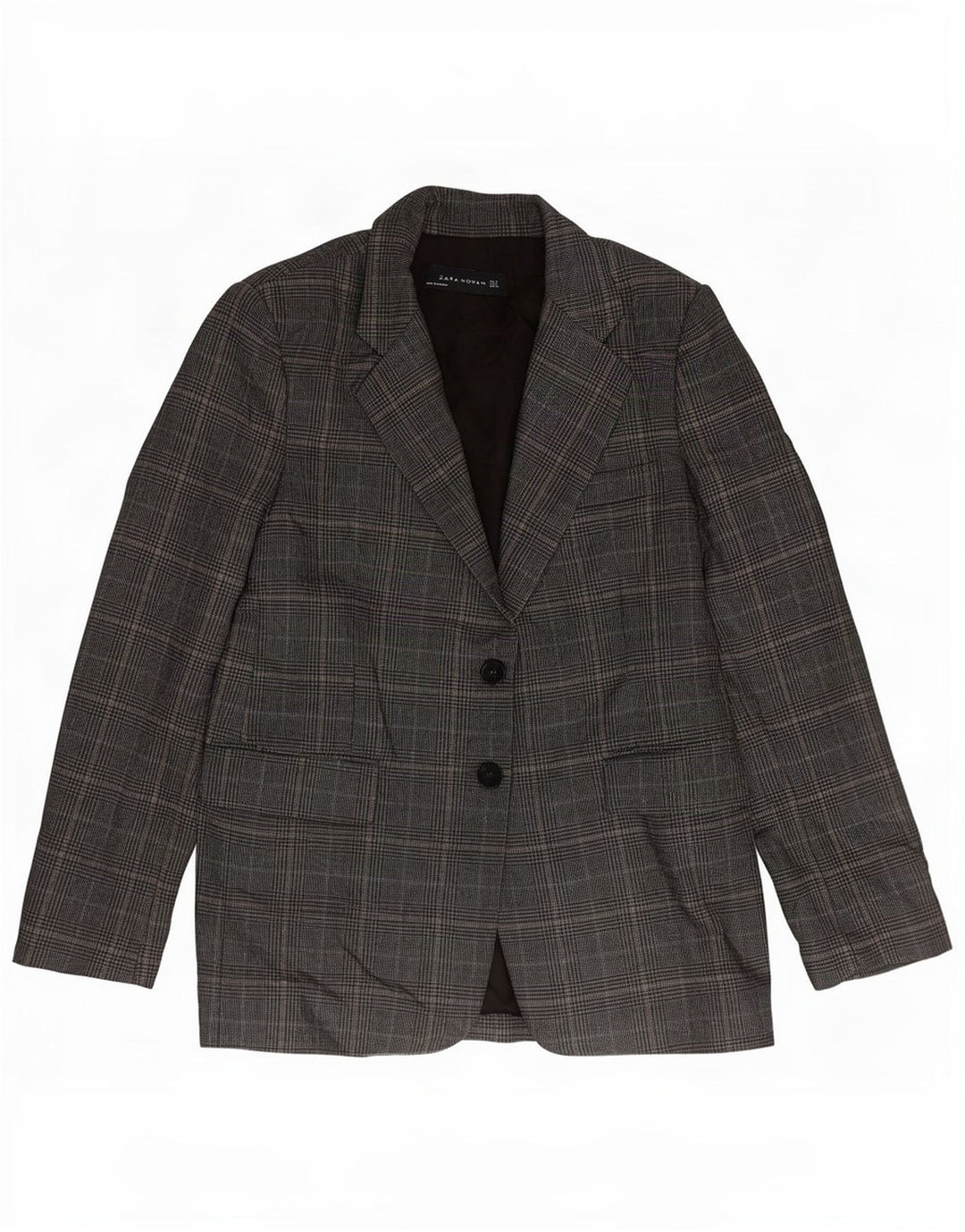 Zara Damen-Blazer mit 2 Knöpfen, Gr. 10, Größe S, Grau, Hahnentrittmuster, Polyester