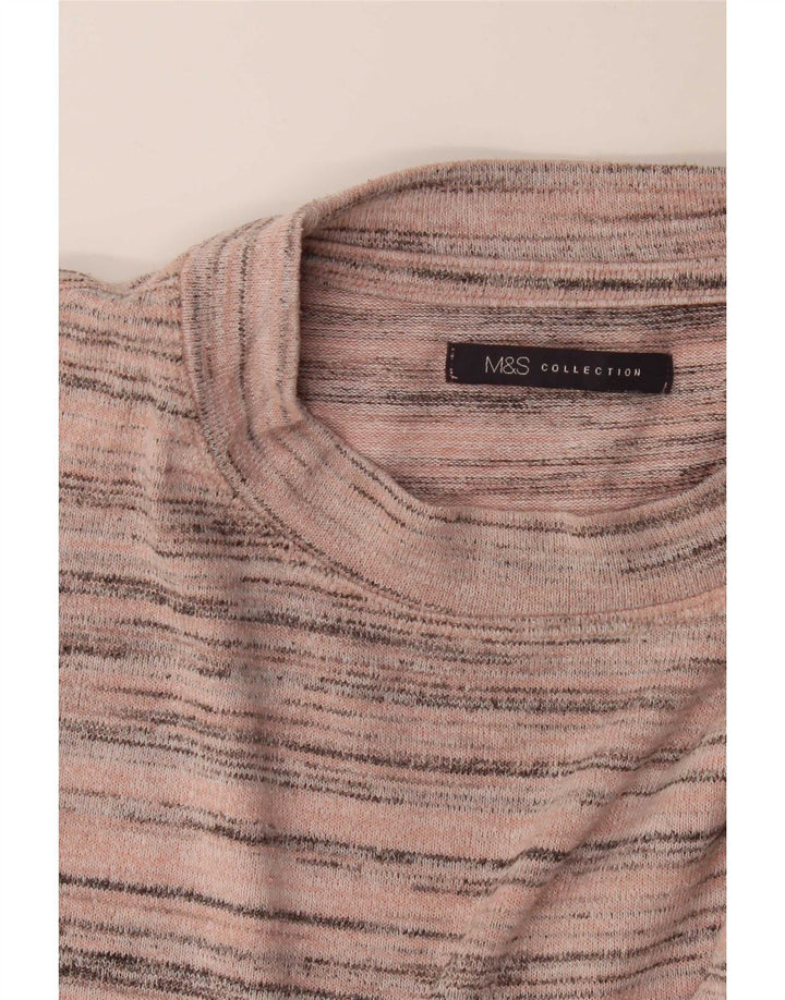 Marks & Spencer Damen-Pullover mit Rundhalsausschnitt, Gr. 12, mittelrosa gestreift