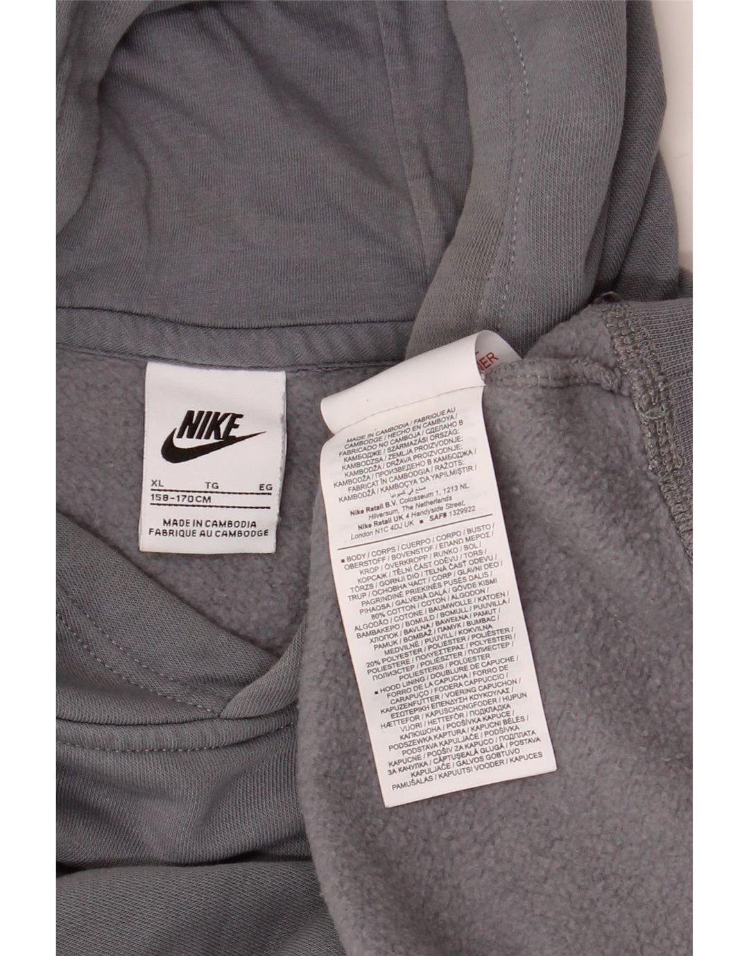 NIKE Kapuzenpullover mit Grafik für Jungen, 13–14 Jahre, XL, graue Baumwolle
