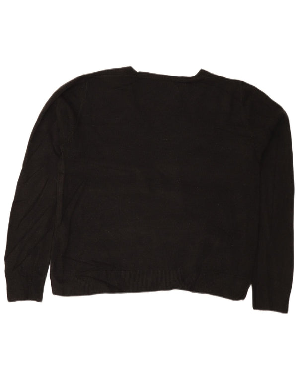 Marks & Spencer Damen-Pullover mit V-Ausschnitt, Gr. 40, Größe L, Schwarz, Acryl