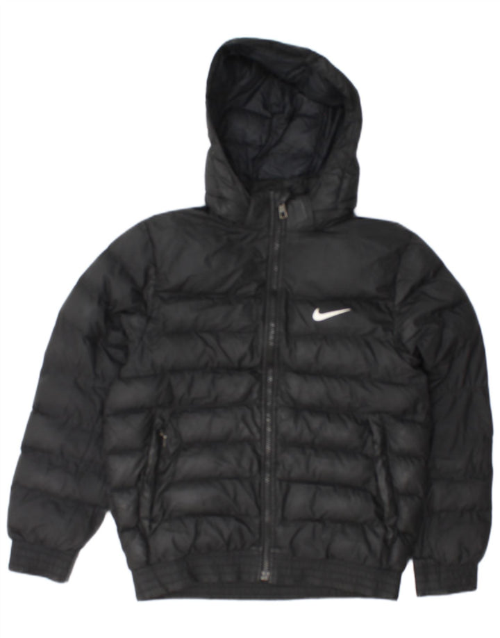 Nike Jungen-Kapuzenjacke, gepolstert, 12–13 Jahre, großes, schwarzes Polyester
