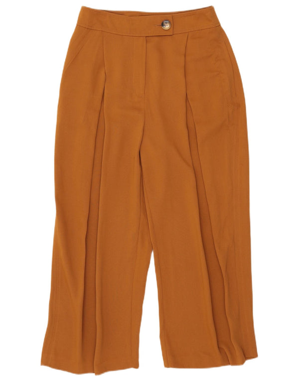 Topshop Womens Wide Leg Cropped Trousers UK 10 Small W28 L24 Brown
